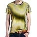NOBRAND T-shirt fin à manches courtes pour homme à col rond à rayures - Jaune - L