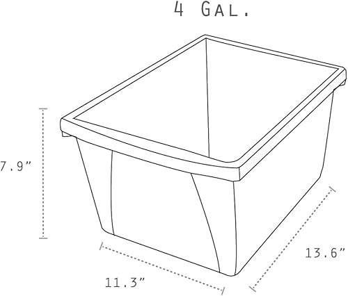 Miniatura 4 de Storex Contenedor de almacenamiento de 4 galones, organizador de plástico para libros y suministros, azul, paquete de 6 (61451C06C)