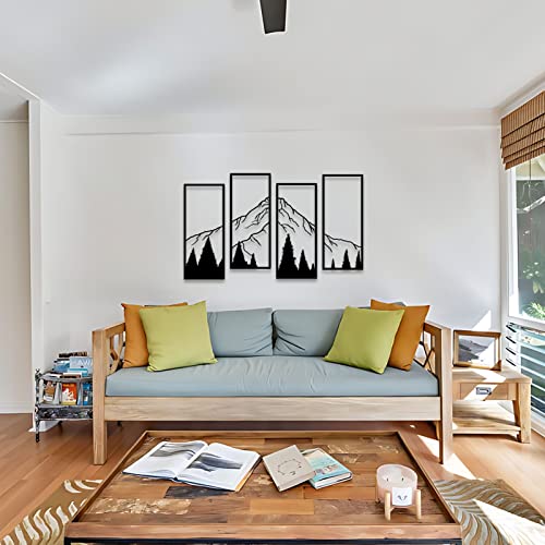 Ruelen 4 Pcs Metal Mountain And Forest Wall Decor Line Drawing Wall Art Abstract Minimalist Wall Art Rustic Nature Wall Decor For Home Office Kitchen Bathroom Living Room thumb #5