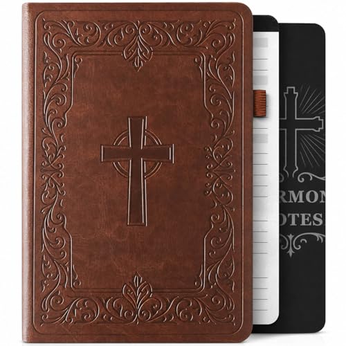 Christian Bible Journal for Men & Women Leather Prayer Journal for Scripture Study Undated Bible Study Journal Devotional & Church Notes Notebook | Perfect Christian Gift for Men | Ideal for Graduation Pastor Baptism & Church