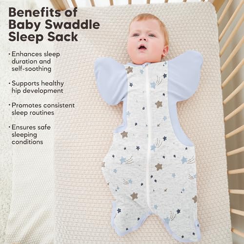 Image of Susurration Baby Sleep Sack, Self-Soothing Swaddle for Newborns, Improves Sleep, Snug Fit Helps Calm Startle Reflex, Newborn Essentials for Baby, 2 Pack, 1-3 Months, 8-13 lb