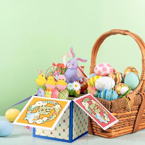 Œufs de Pâques carte de lapin en relief 3D avec pochette de correspondance