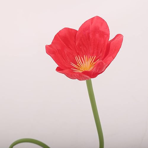 Miniatura 7 de Flores artificiales de amapola rosadas, 20 piezas de flores de amapola de seda de 13 pulgadas, ramo de amapolas falsas decorativas de imitación