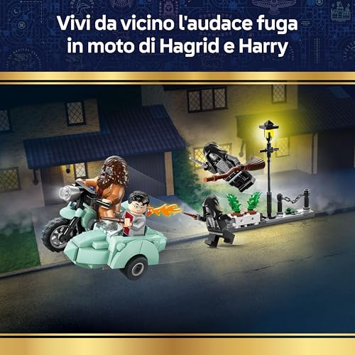 Harry Potter Fuga da Privet Drive di Hagrid e Harry - Moto Giocattolo con 4 Minifigure incl. 2 Mangiamorte e una Scena di Strada - Regalo per Bambine, Bambini e Fan da 8 Anni in su - 76459 - Lego - Immagine 1