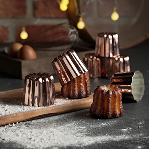 Image of Hakart Set of 6 Copper Canele Molds 2.1 Inch, Traditional Size French Caneles, Nonstick Pastry Caneles