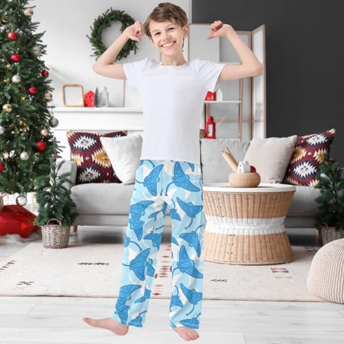 Boy's Pj Pants Funny Blue Electric Ramps Big Eyes Lounge Bottoms Elastic Waist Kids Joggers with Pockets Size 6-142