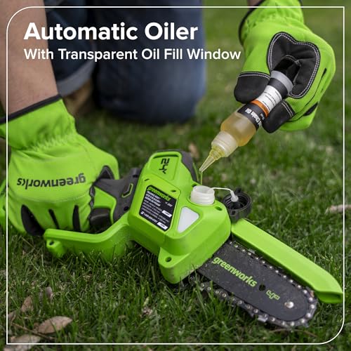 Image of Greenworks 24V 4' Brushless Mini Chainsaw (Auto Oiler, Tool-Free Tensioning, Ultra-Lightweight), Battery and Charger Not Included