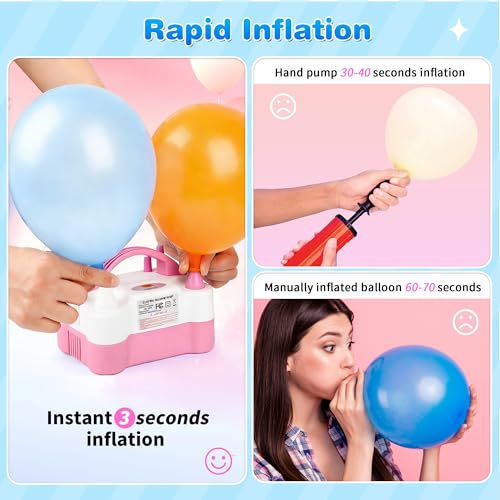 Image of Electric Balloon Pump, Portable Electric Balloon Blower Machine Balloon Air Pump Dual Nozzle 110V 600W Balloon Inflator for Party Decorations