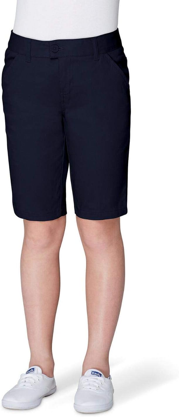 French Toast Women's Teen and Juniors' Stretch Twill Bermuda Shorts 6X Navy
