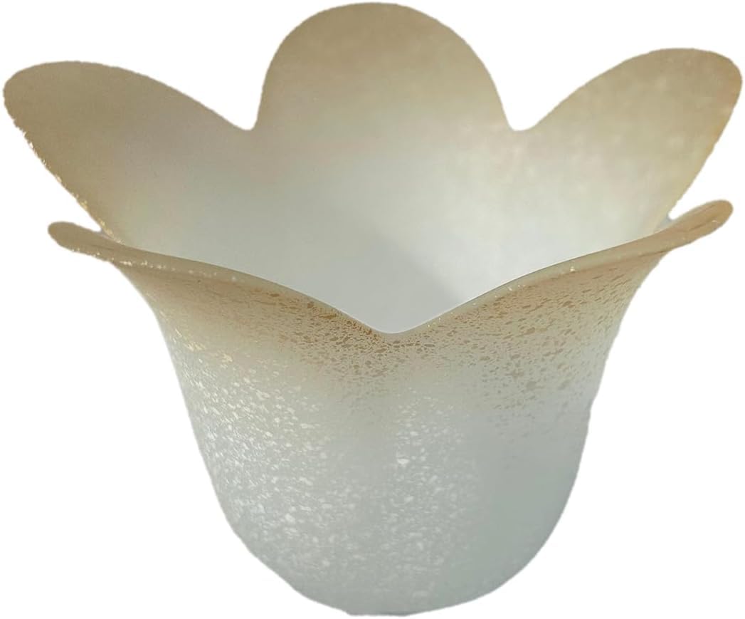 Coppa In Vetro Per Lampadario | Attacco E14, Bianco Con Sfumatura Ambra, Diametro 17cm - Foto 2