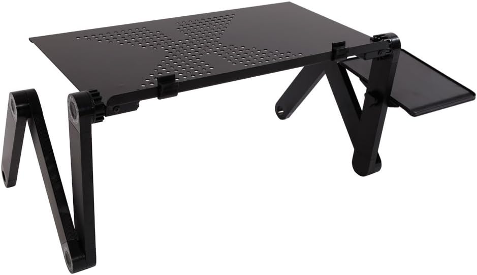 Portable Laptop Table for Bed Adjustable Laptop Stand Folding Desk with 360-Degree Rotation,Black (no Fan)