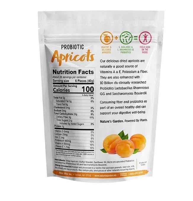 Probiotic Dried Apricots, No Added Sugar, Antioxidants & Fiber, Gut-Friendly Snack, 40 oz Resealable Bag