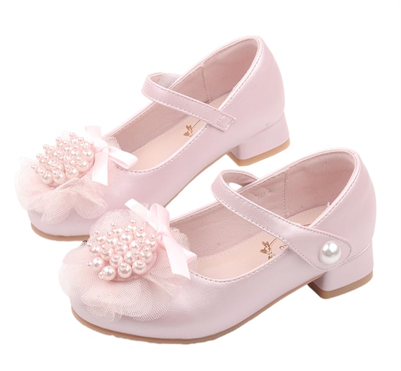 Girls Dress Shoes Mary Jane Flower Girl Low Heels Princess Shoes for Wedding Party 8009