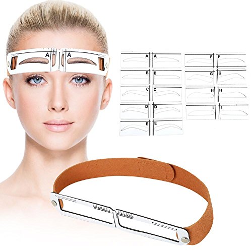 Eyebrow Shaping Tools Set, Eyebrow Ruler band with Hook and Loop Fasteners+ 9 Eyebrow Shape Card+ Marker Pen+Alcohol Pad