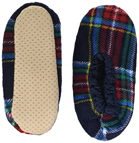 K. Bell Women's Soft And Dreamy Plaid Sherpa Slipper 1 Pair Pack, Navy, Women's Shoe Size: 5-8.5 #TOP23