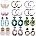 Outee 12 Pairs Acrylic Earrings Hoop Earrings Resin Drop Dangle Earrings Polygonal Bohemian Fashion Jewelry Earrings for Women Dress Accessory