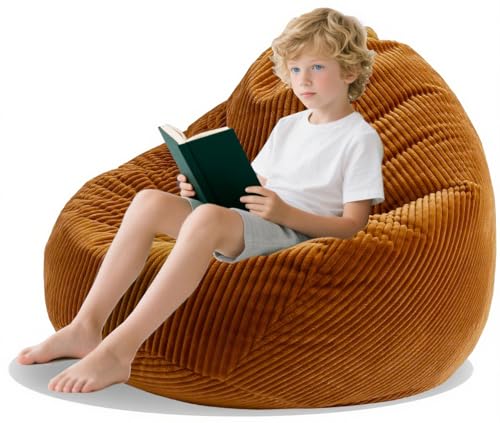 ENBAOHUI Bean Bag Chairs for Kids Memory Foam Comfoy Chair with Filling Sofa Lounge Caramel