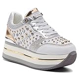 Guess, FL5HAM, Zapatillas deportivas Mioda Casual Fashion Strass, White Gold Silver, 40 EU