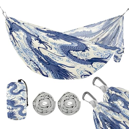 ATTX Chinese Dragon Pattern Camping Hammock - Lightweight & Portable Hammocks, Heavy Duty 330lbs Capacity for Indoor, Hiking, Backpacking, Travel, Backyard, Beach#397