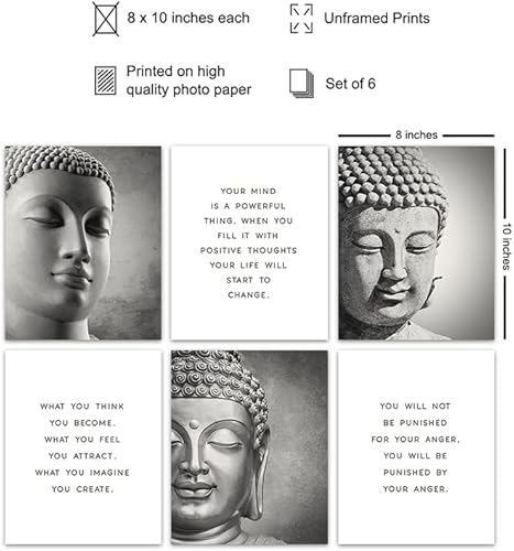 Miniatura 2 de Inspirational Buddhism Quotes Set - Zen Home Decoration Wall Art Decor for Living Room, Yoga Studio, Office - Unique New Age Gift for Buddhist,
