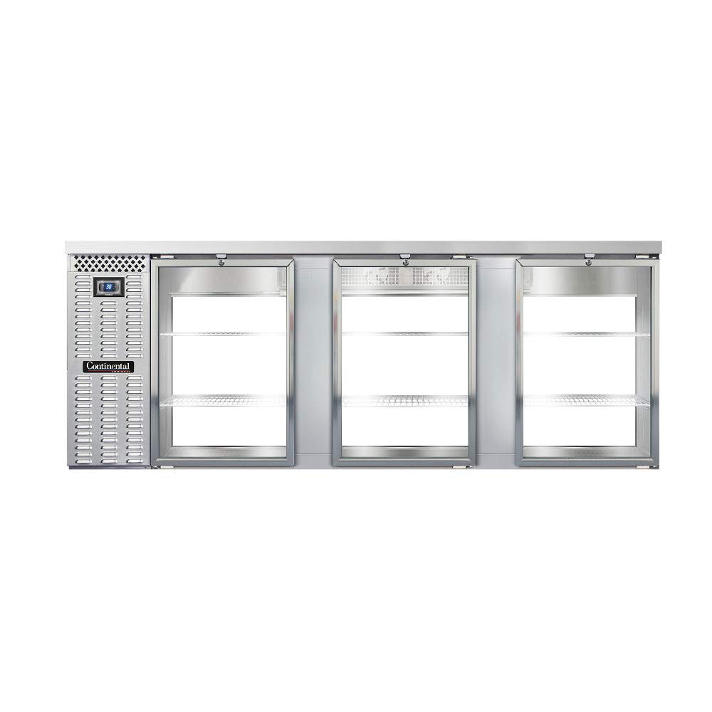 BBC90S-SS-GD-PT Three Section Glass Door Refrigerated Pass-Thru Back Bar Cooler by Continental Refrigerator – 25.0 cubic_feet