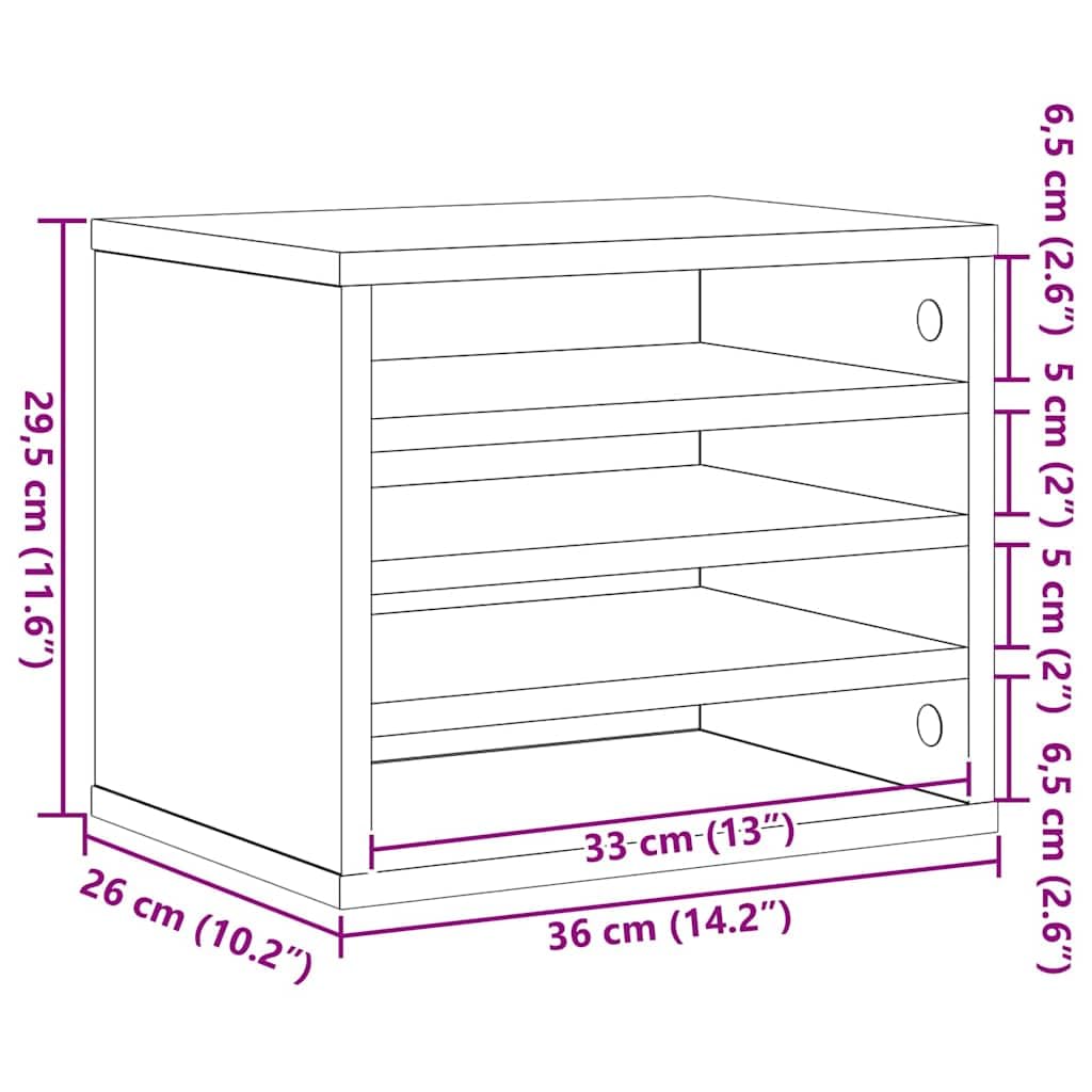 Organizer da scrivania in legno di rovere Artisan, 36 x 26 x 29,5 cm, salvaspazio con scomparti per ordine sul posto di lavoro, portadocumenti, portapenne, accessori da ufficio impilabili