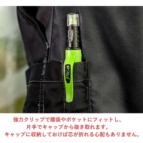 Pica Fine Dry Druckbleistift 0,9mm I Tieflochmarker Bleistift Baustelle I Zimmermannsbleistift mit Ersatzminen I Pica Stift für Handwerker, Tischler & Schreiner I Baubleistift mit Clip I Markierstift