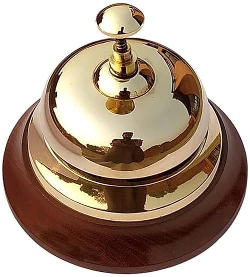 Table Bell Ref Brass Table Bell with Wooden Base - 4