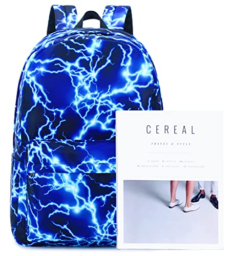 Backpack for Boy Middle School Lightning Bookbag Durable Student Teenager Sturdy Lightweight Waterproof (1-Blue)4