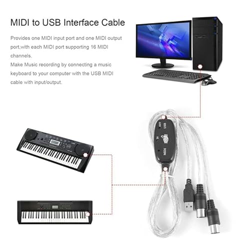 Ziyan B60 Midi USB Kabel Interface Konverter 5 Polig In Out Midi zu USB Adapter 2m