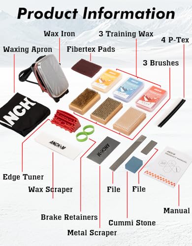 ANCHOM Ski Snowboard Tuning Kit, Complete Ski Snowboard Waxing Kit with Waxing Iron, Wax, Edge Tools, Carry Bag, Base Repair, Professional Tuning Equipment