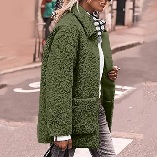Sherpa Jacket Women Warm Lapel Fuzzy Fleece Jacket Casual Comfy Button Down Faux Fur Coat Trendy Outerwear3