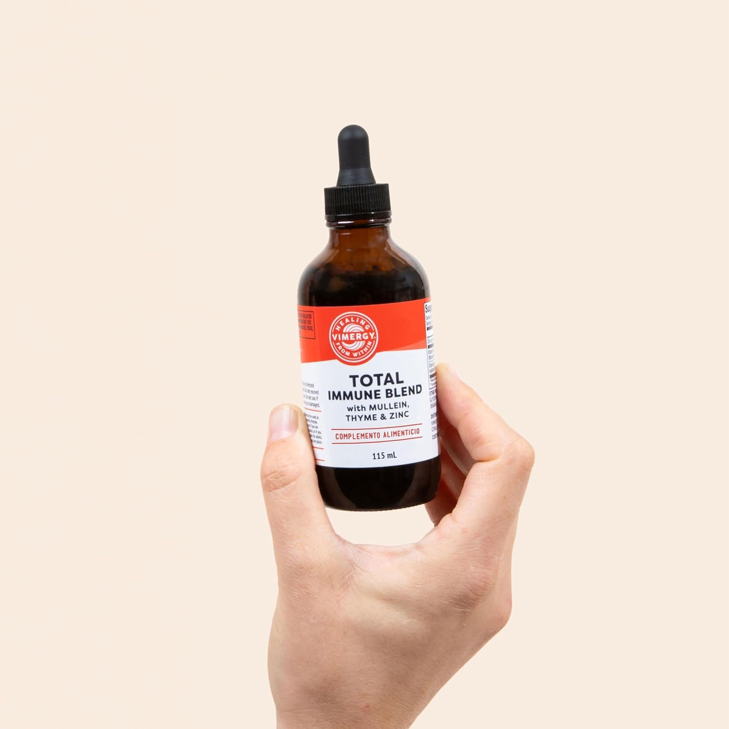 Vimergy Total Immune Blend – 115 ml, 57 Dosis – Gotas de Refuerzo para Defensas Inmunitarias en Adultos - Suplemento de Zinc, Tomillo y Gordolobo para Todas las Estaciones – Vegano, Sin OMG