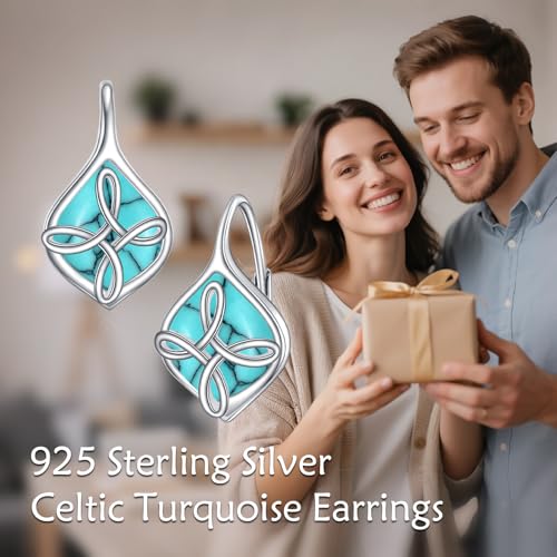 Boucles d'oreilles nœud celtique argent 925 turquoise - 6