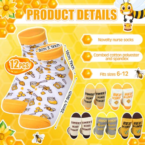 Image of Xuhal 20 Pairs Bee Socks for Women Funny Bee Day Gifts Bulk Cotton Ankle Socks for Honeybee Lover Holiday Birthday Gifts