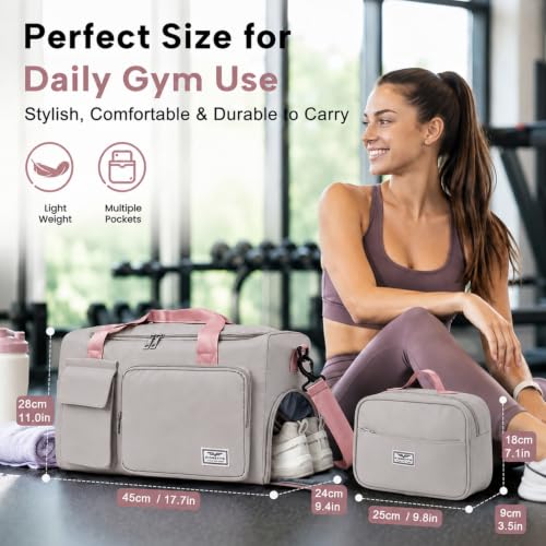 Image of FIORETTO Women's Gym Duffle Bag with Shoes Compartment, 30L Capacity, Ideal for Travel, Gym, Sports, Duffel, Weekender
