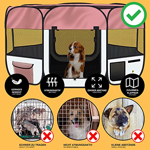 all Pets United® Welpen-Laufstall Tierlaufstall Welpenauslauf-Stall; XXL Freigehege für Hunde, Katzen, Hasen & Kleintiere im Innen- und Außenbereich (Pink)