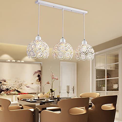 Lámpara Colgante para Isla de Cocina, candelabro Vintage de 3 Luces con Casquillo E27 y Pantalla de Cristal, Ideal para Comedor, Sala de Estar, Loft o Bar. Incluye Soporte de Techo