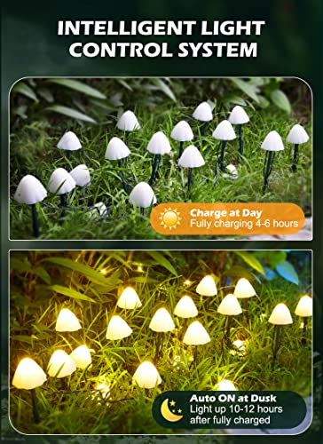 image for Brightown Solar Mushroom Garden Lights for Outside, 20 LED 32.8FT Sola