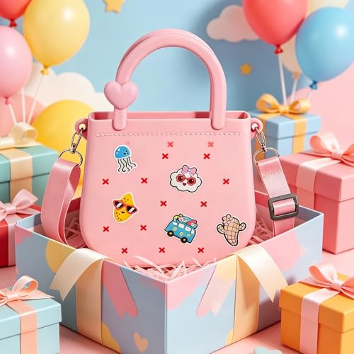 Mini bolso tote de silicona con decoración y correa ajustable miniatura 3