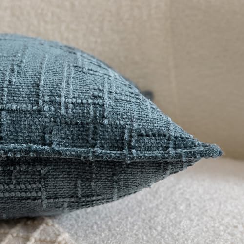 Image of MADIZZ Pack of 2 Chenille Throw Pillow Covers 12x20 Inch Grey Blue Soft Neutral Decorative Throw Pillows for Couch Sofa Boho Accent Cushion Covers Modern Farmhouse Home Decor for Bedroom Living Room