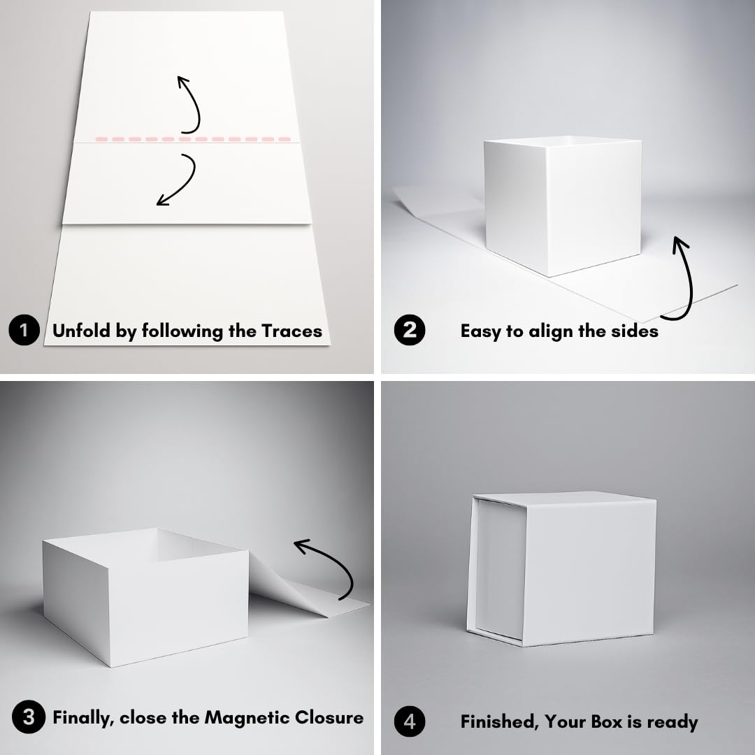 Boîte Cadeau Magnétique – Lot de 25 boîtes rigides en carton | 10 x 10 x 7 cm | Fermeture magnétique | Coffret cadeau pour mariage, Noël ou anniversaire (unisexe) | Cadeau de luxe personnalisable