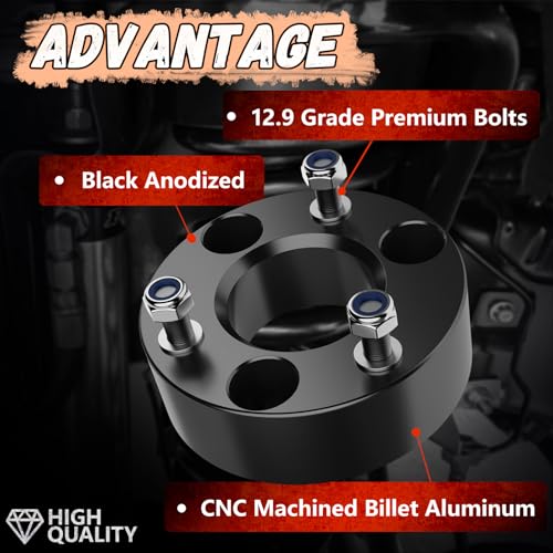 Image of 2.5 inch Ram 1500 Leveling Lift Kit, 2.5in Front Suspension Lift Kit Forged Strut Spacers for 2009-2026 Dodge Ram 1500 4WD, 6061-T6 Aluminum Level Kits CNC Machine Black Anodized