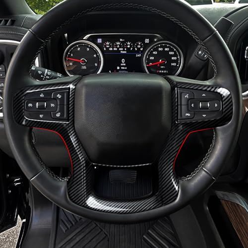 Car Sticker ABS Carbon Fiber Steering Wheel Decal Trim for 2019-2025 Chevy Silverado Blazer | for 2021-2024 Tahoe Suburban Interior Decal Accessories by Youtaiche - Image 4