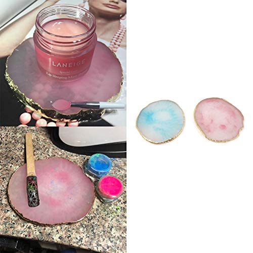 Honbay 2Pcs Golden Edge Resin Nail Art Palettes Drawing Plates Manicure Display Tools For Women #TOP5