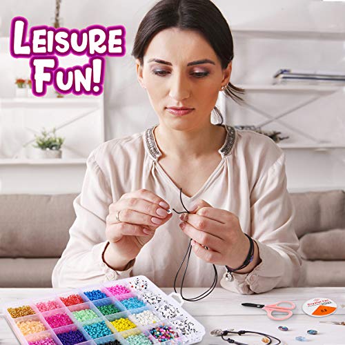 FunzBo Beads Jewelry Making Kit Beads for Bracelets - Craft and Art Glass Pony Seed and Alphabet Letter Bead for DIY Arts and Crafts Gift for Her Women Girlfriend Kids Age 6 7 8 9 10 Years Old