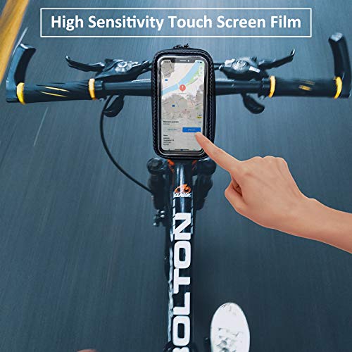 Nepest Bike Phone Mount Bag - Waterproof Bicycle Phone Front Frame Bag With Touch Screen, Bike Top Tube Handlebar Storage Bag Bike Phone Holder Case Compatible For Phone Below 6.5 Inch #TOP1