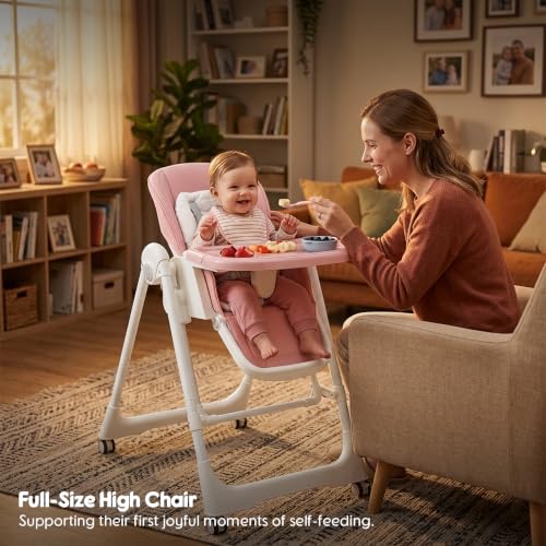 Image of Foldable High Chairs for Babies and Toddlers Convert to Baby Rocker