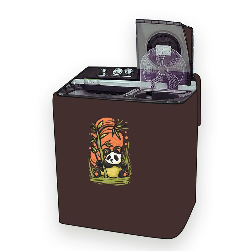 Semi-automatic washing machine cover Ideal for Voltas beko WTT75DBLT 7.5 kg Washing Machine Solid Coffee panda bamboo print