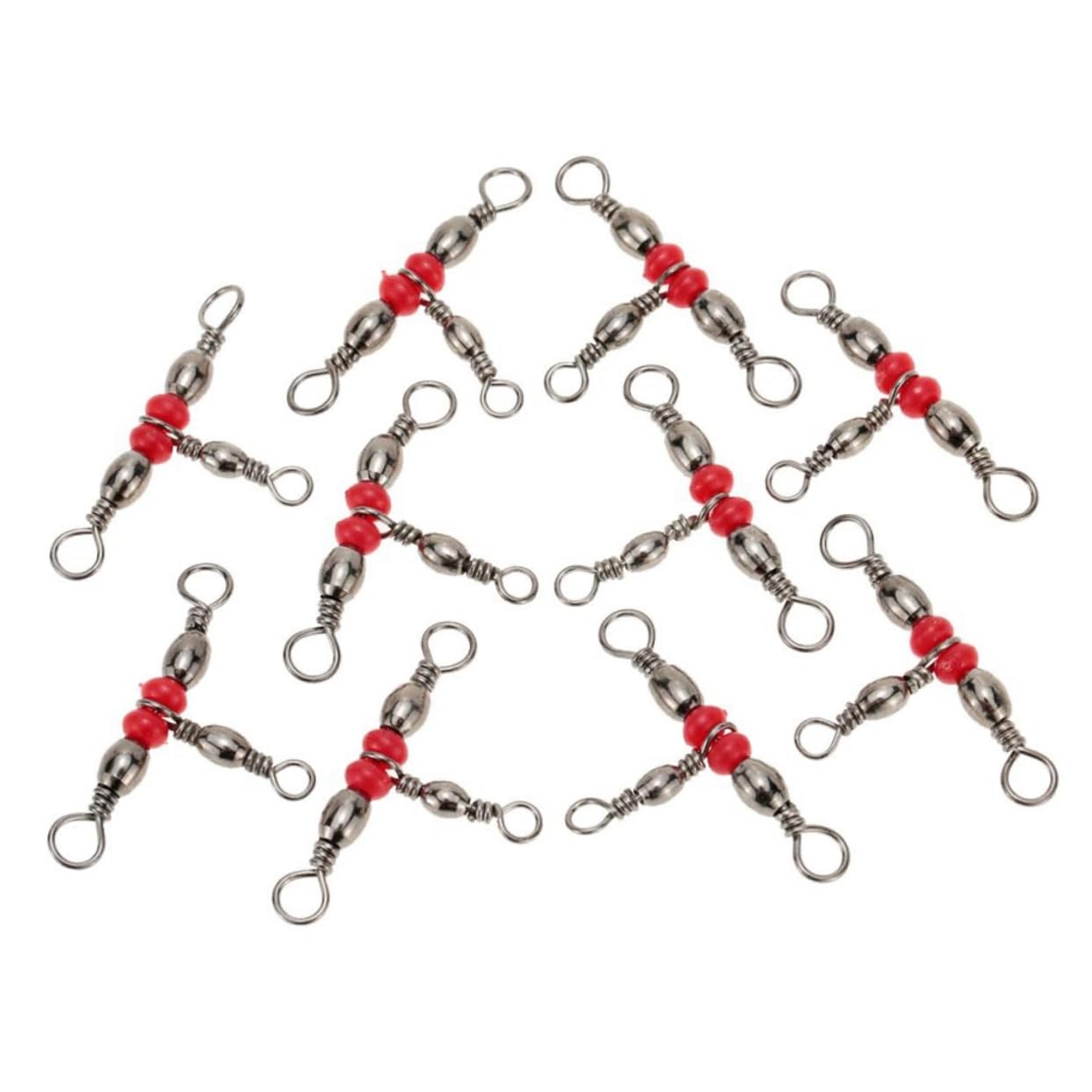 YARNOW 300 Piezas Conector Giratorio de Pesca giratorios triples de Pesca Aparejos giratorios de Pesca polea Accesorios Pesca Estilo japones Equipo de Pesca Pescar Girar Rojo